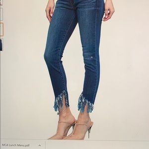 Judy Blue Jeans Mid Rise Fringe Hem Ankle Skinny
